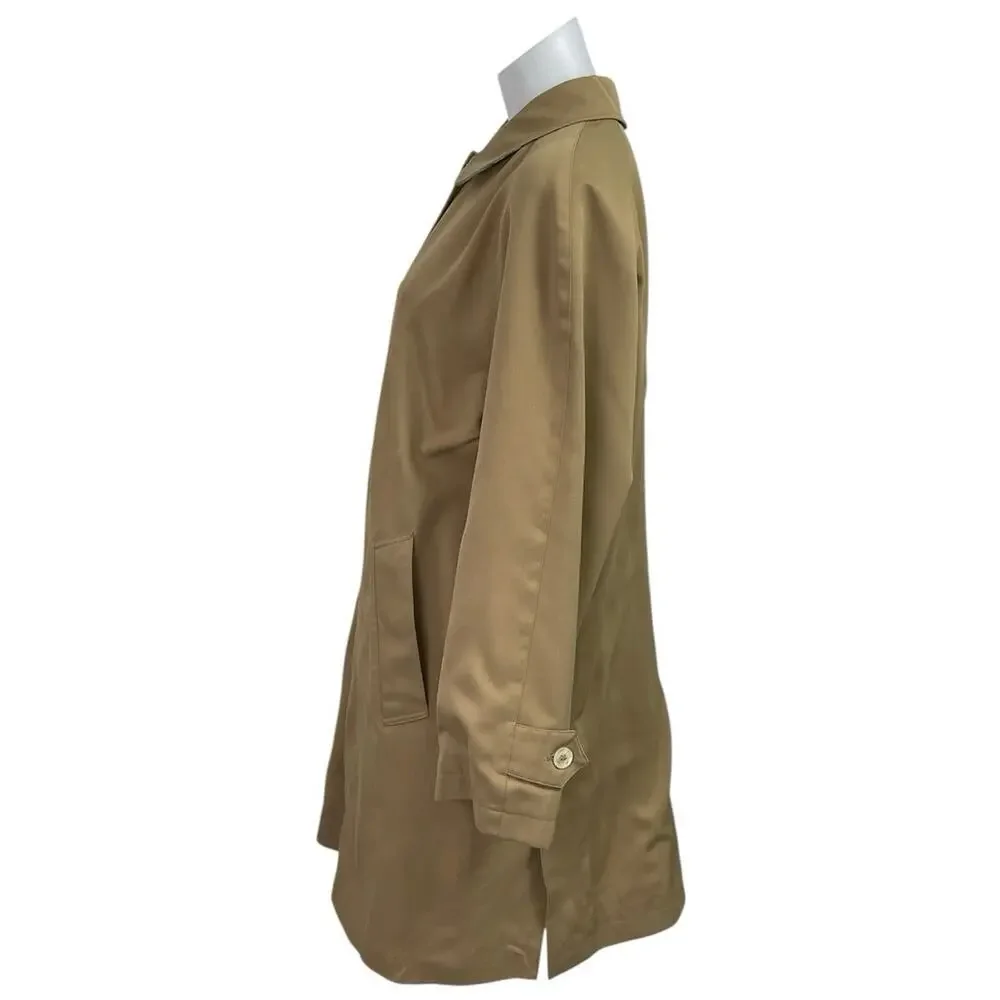 Burberry Women's Tan Long Sleeve Collared Button Down Midi Coat Jacket Size L - Picture 2 of 5